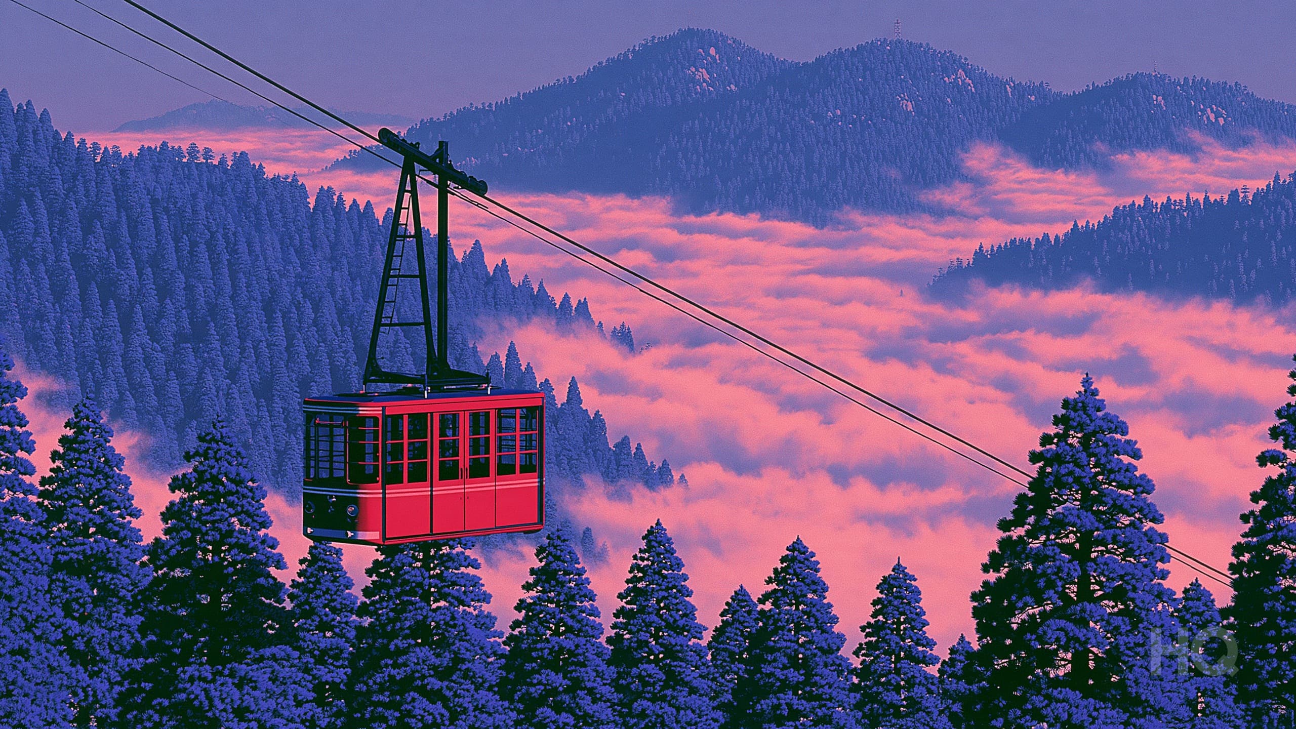 HQ wallpaper — Cable Car in Fog